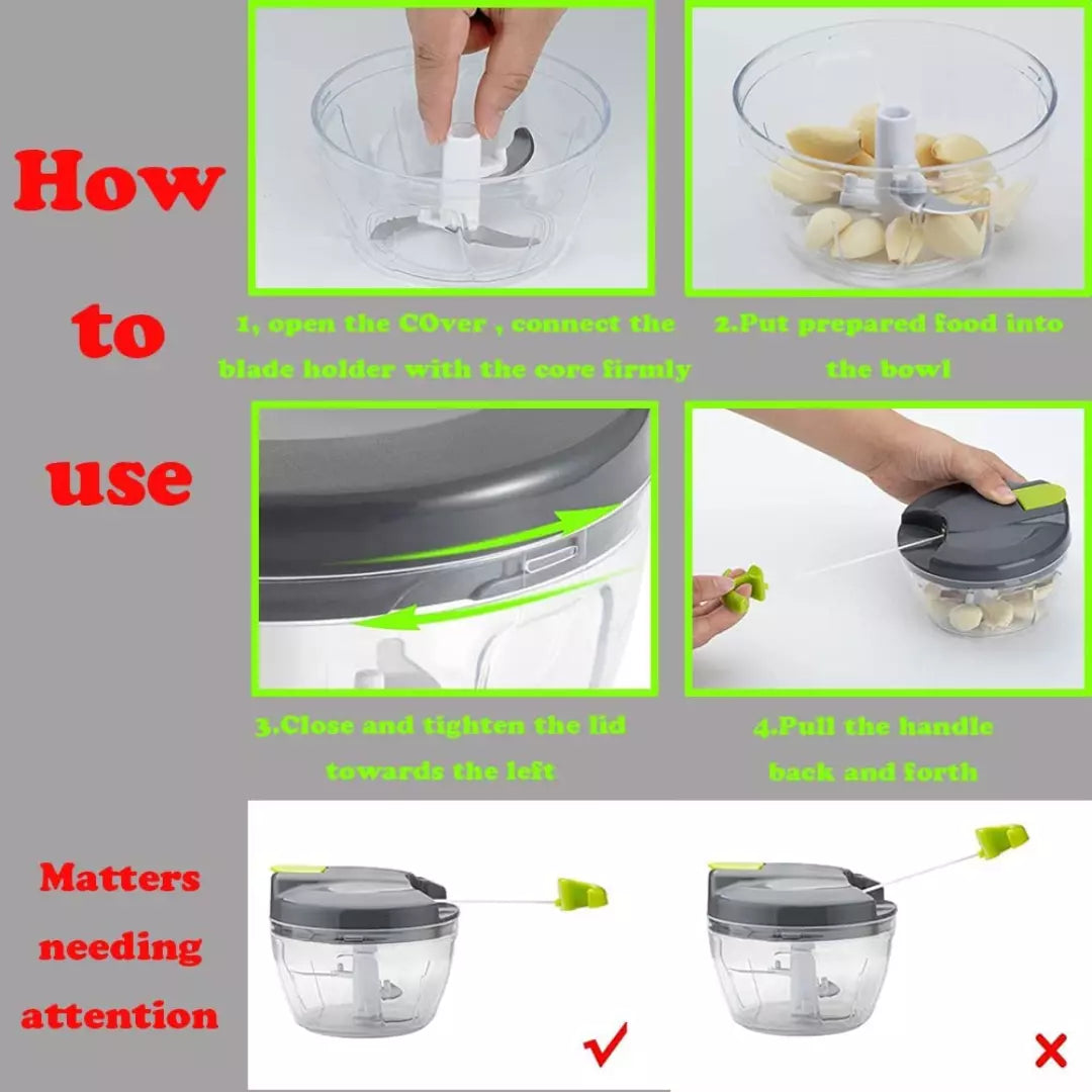 Manual Food Chopper Pull String (Green)