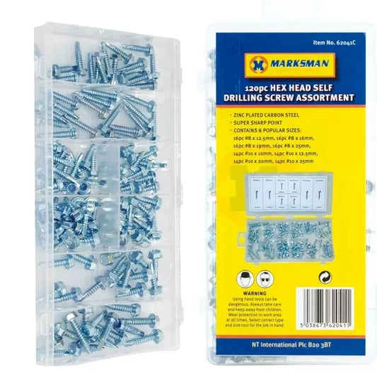 120pc HEX HEAD SELF DRILLING SCREW ASSORTMENT BOX