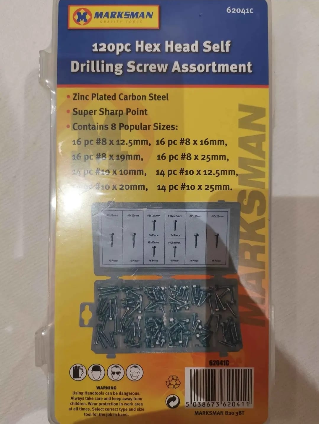 120pc HEX HEAD SELF DRILLING SCREW ASSORTMENT BOX