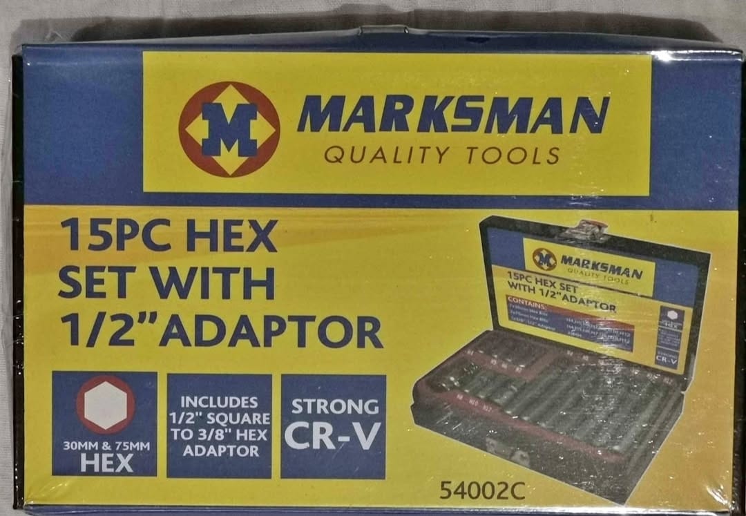 15pc Hex set with 1/2 Adaptor in a hard case