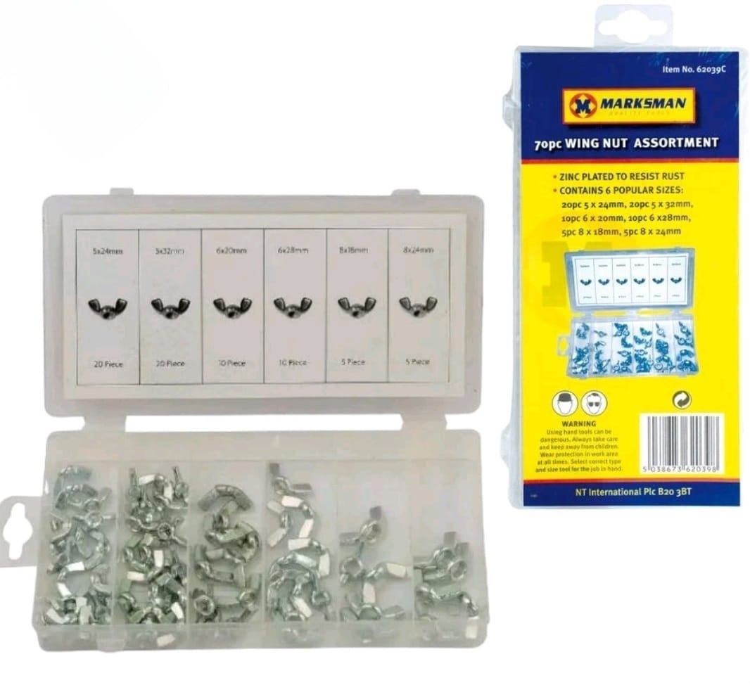 70pc WING NUT ASSORTMENT BOX
